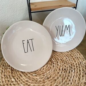 Rae Dunn White Ceramic Plates Set of 2